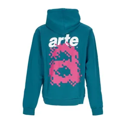 Felpa Leggera Cappuccio Uomo Harmon Back a Pixel Hoodie Blue Lagoon