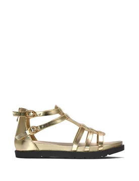 Women's 'Haden' Flatform Gladiator Sandals With Chunky Sole in Metallic Gold Size: 4 - Metallic Gold - Size: 4 - XY London - FashionsVida