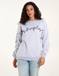 Los Angeles Slogan Sweatshirt - ONE / Light Grey - female