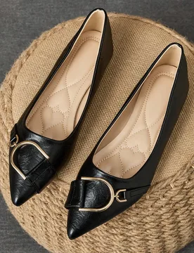 Par de zapatos planos de punta puntiaguda para mujer, mocasines versátiles para conducir, suela blanda, vamp bajo, estilo hada, tacón plano, zapatos - Shein - FashionsVida