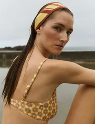 Printed Padded V-Neck Bikini Top Yellow female