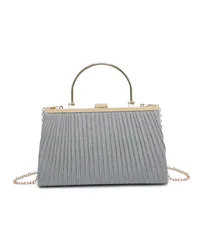 Women's Elegant Pleated Clutch Evening Bag With Handle in Grey - Grey - Size: One Size