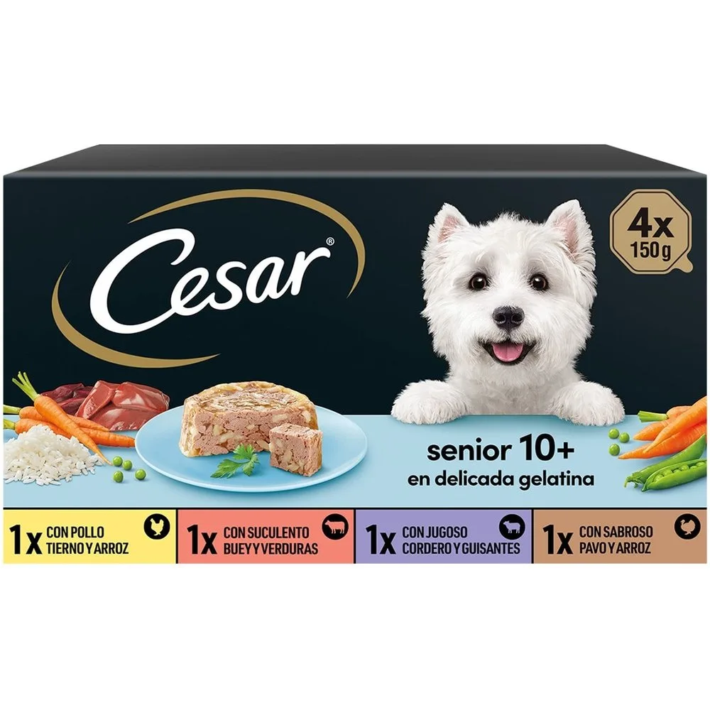Comida húmeda para perros sénior +10 pack 4 x 150 g - Cesar - FashionsVida