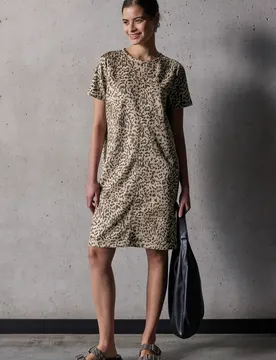Street One Velours-Kleid mit Leo-Print female Braun