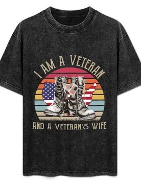 I Am A Veteran And A Veteran's Wife T-Shirt Retro Style Print Casual Top - Aliexpress - FashionsVida