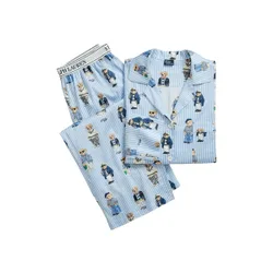 Polo Ensemble de pyjama imprimé à rayures en coton