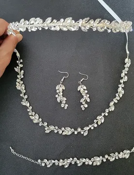 SLBRIDAL Handmade Austrian Crystal Rhinestone Bridal Jewelry Set Wedding Tiara Headband Bracelet Clip Earring Set Women Jewelry - Aliexpress - FashionsVida