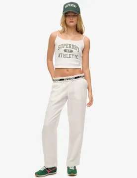 Superdry Women's Leinenhose mit Kordelzug Weiß - Größe: 40 - 94.99 - FashionsVida