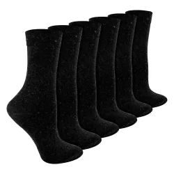 Womens Ladies 6 Pack Bamboo & Merino Wool Blend Socks - Black - Size Uk 4-8