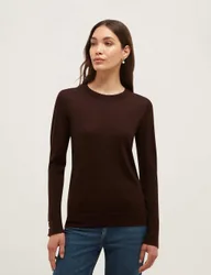 Pure Merino Wool Crew Neck Jumper Brown female