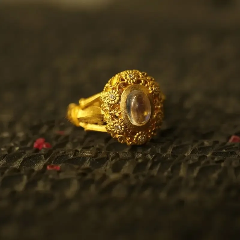 French Palace Golden Ring Flower Ring Niche Design Exquisite Ring - Aliexpress - FashionsVida