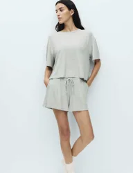 Modal Rich Ribbed Pyjama Shorts Grey female
