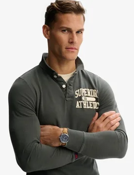 Superdry Herren Vintage Athletic Langarm-poloshirt Dark Grey - Größe: Xxl - 64.99 - FashionsVida
