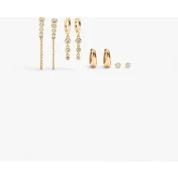 Pack de pendientes con circonitas decorativas