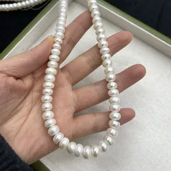 Natural Freshwater Pearl 9-10mm White Flat Loose isolation beads Jewelry Making DIY Necklace Bracelet Earring Accessory Gift