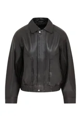 Women's Leather Biker Bomber Oversized Jacket - Blouson in Black Size: 14 - Black - Size: 14