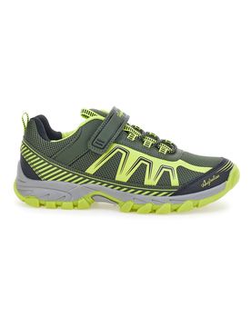 Scarpa da ginnastica da ragazzo grigia e verde fluo con strappo Spin 37