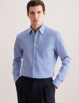 Regular Business Hemd Druck Blau 39