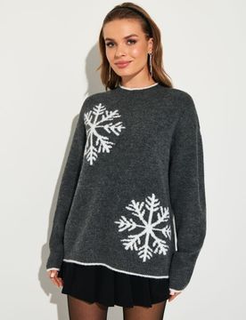 Maglione con fiocchi di neve - grigio medio