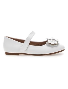 Ballerine Bianche con Cinturino e Fiocco a Fiore 39G2514S 33