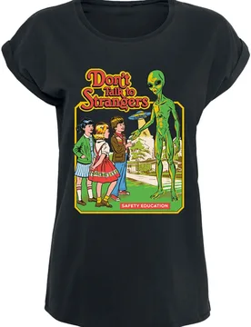 T-Shirt - Don't Talk To Strangers - M bis 5XL - für Damen - Größe 5XL - schwarz - Frauen - female - Steven Rhodes - FashionsVida