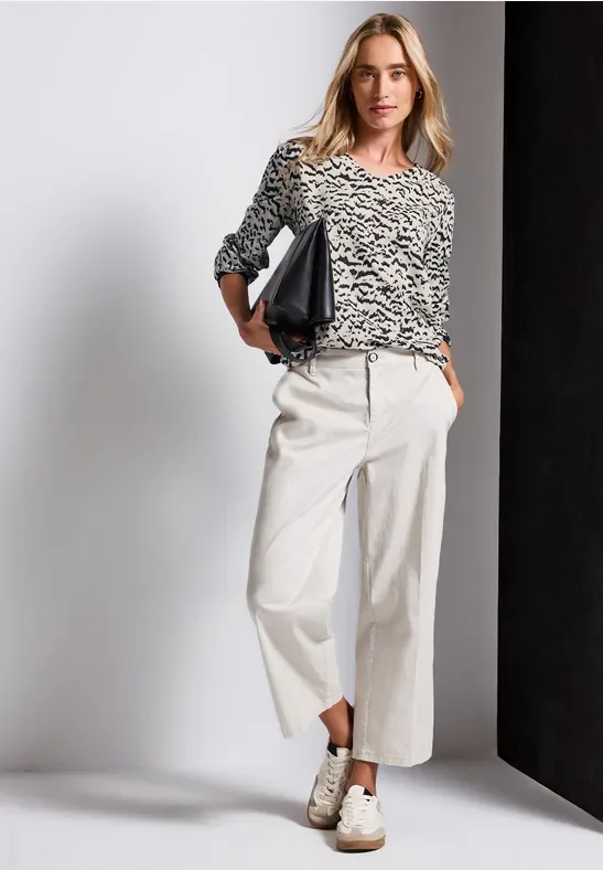 V-Neck Bluse mit Tape female Beige - Street One - FashionsVida