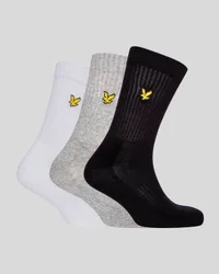 Men's 3 Pack Plain Tubular Socks in Bright White/Black/Grey Marl