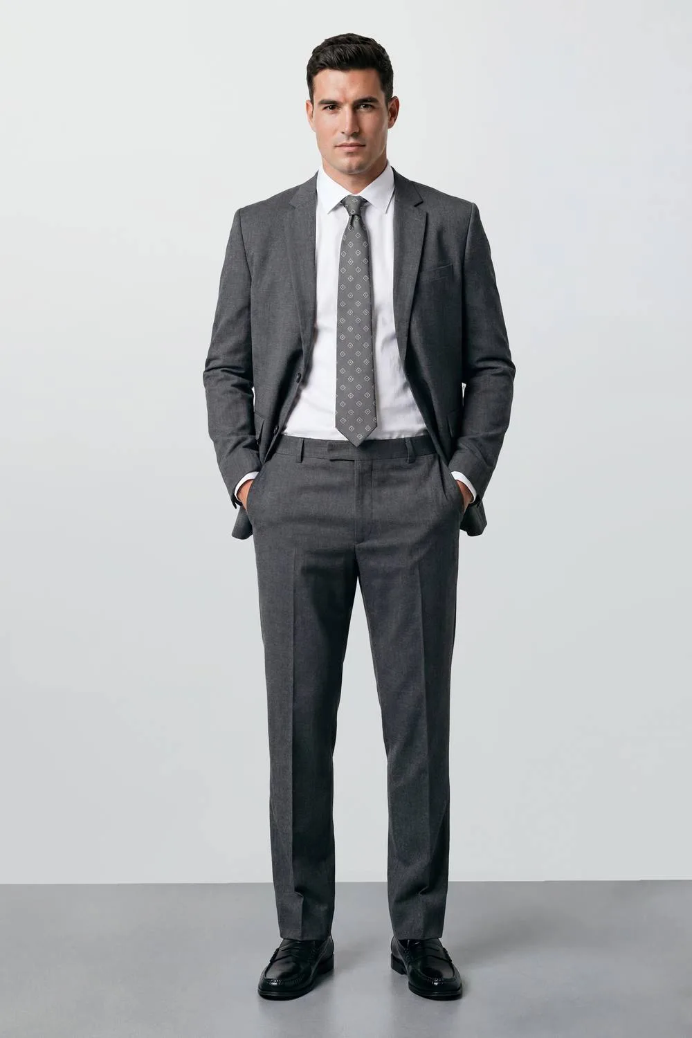 Men's Plus & Tall Mid Grey Essential Suit Jacket Size: 50R - Mid Grey - Size: 50R - Burton - FashionsVida