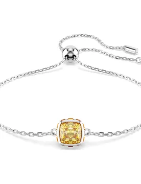 Braccialetto Birthstone, Taglio squadrato, Novembre, Giallo, Placcato rodio OS - Swarovski - FashionsVida