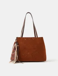 Faux Suede Tote Bag Tan female