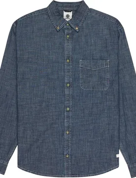 Chemise à Manches Longues Button Down Chambray Regular Fit Chambray Blue XL - Element - FashionsVida