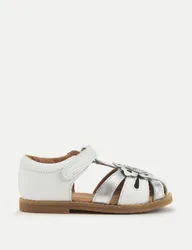 Kids' Schoolwear Leather Riptape Sandals (3 Small - 8 Small) White Mix Female
