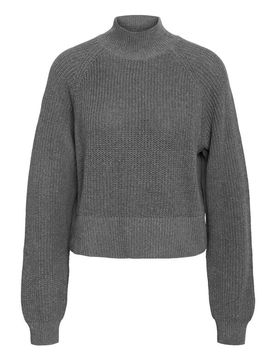 Strickpullover - NMDARA L/S HIGH NECK KNIT FWD NOOS - XS bis S - für Damen - Größe S - grau - Frauen - female