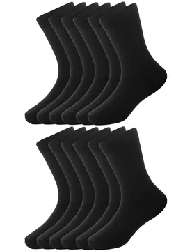 Kids Unisex 12 Pack Black School Socks - Size 1-3 (Uk Shoe) - Kruze By Enzo - FashionsVida