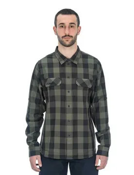 Camicia A Maniche Lunghe Work Olive Check