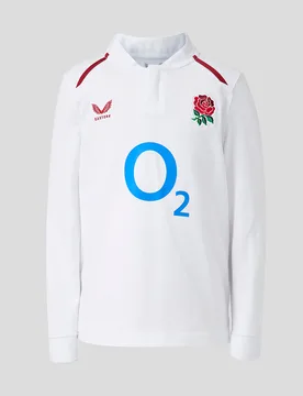 England Rugby Juniors 26/27 Home Classic Long Sleeve Shirt - White JXS Unisex - Castore - FashionsVida