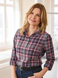 Thermo-Flanell-Bluse kariert - Rot - female - Size: 38