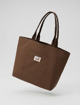 Borsa in cotone reversibile con stampa leopardata - multicolor