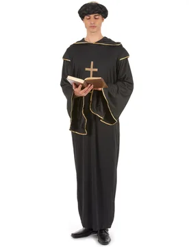 Ehrenvoller Mönch Herrenkostüm schwarz-gold - KARNEVAL-MEGASTORE - FashionsVida