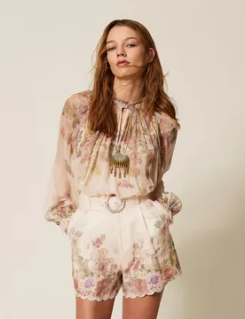 Twinset Blouse en crépon floral - TWINSET - FashionsVida