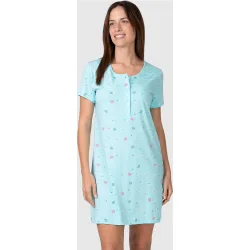 Camisón corto de mujer de manga corta con estampado