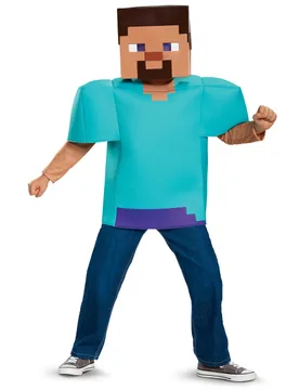 Steve Minecraft-Kostüm für Kinder Faschingskostüm türkis - KARNEVAL-MEGASTORE - FashionsVida