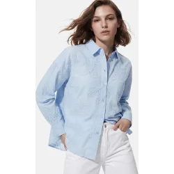 Camisa de mujer con cuello camisero y detalles bordados