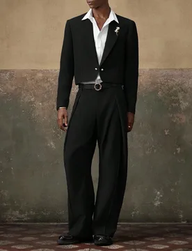 Conjunto de 2 piezas de traje casual holgado de manga larga y pantalón recto para hombre, para boda - Shein - FashionsVida