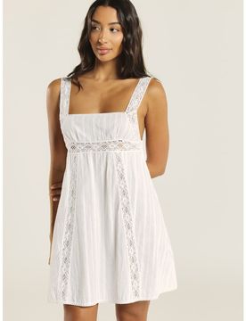 Vestido de dormir babydoll con escote cuadrado, ribete de encaje, detalle de ganchillo bohemio, cintura imperio, camisón corto de verano