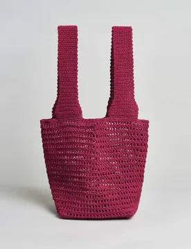 Shopper crochet fucsia traforata con base squadrata - RAJA - FashionsVida