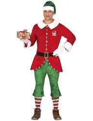 Weihnachtself Herrenkostüm Rot Grün