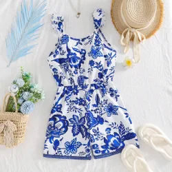 Mono informal y lindo con volantes y lazo para niñas, de verano