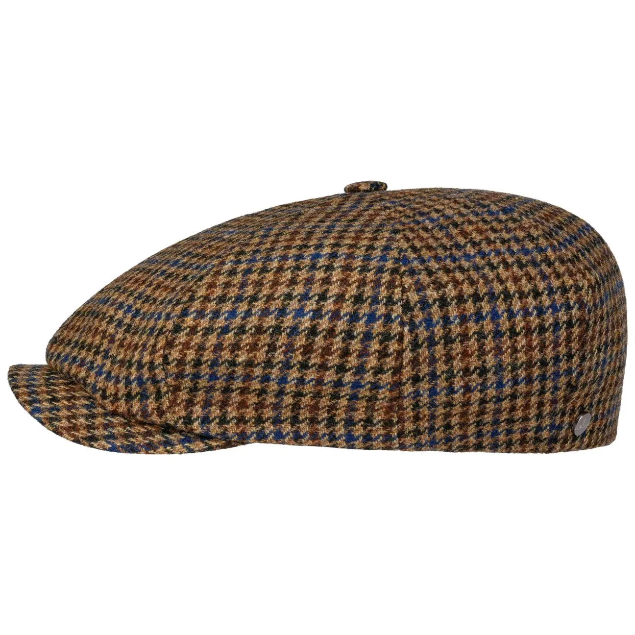 Panel Houndstooth Flat Cap by - brown - Size: M (56-57 cm) - Lierys - FashionsVida