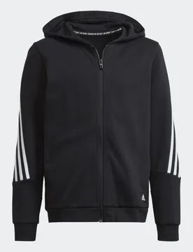 Felpa con cappuccio Future Icons 3-Stripes Full-Zip 7-8A Black / White - Adidas - FashionsVida